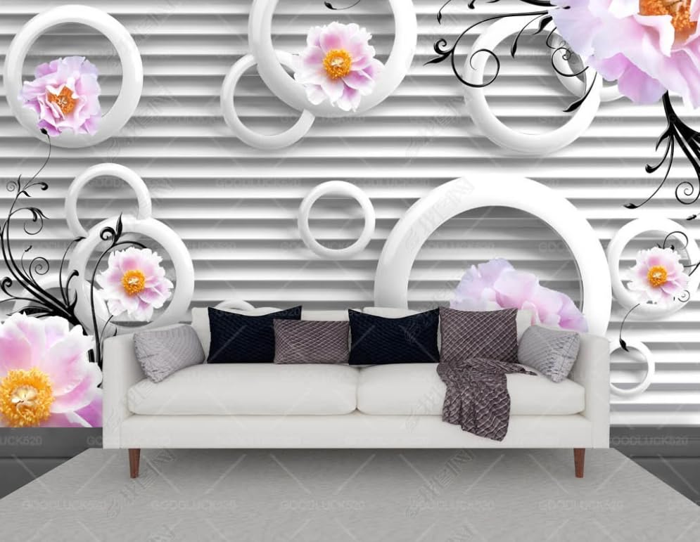 Papier peint intissé cercle de vigne rose poster mural géant 250x175 cm