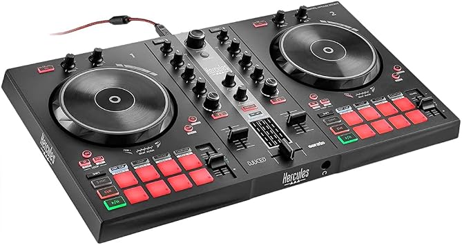 Hercules DJControl Inpulse 300 MK2 2-Deck DJ Controller + keepdrum Laptop Stand Black