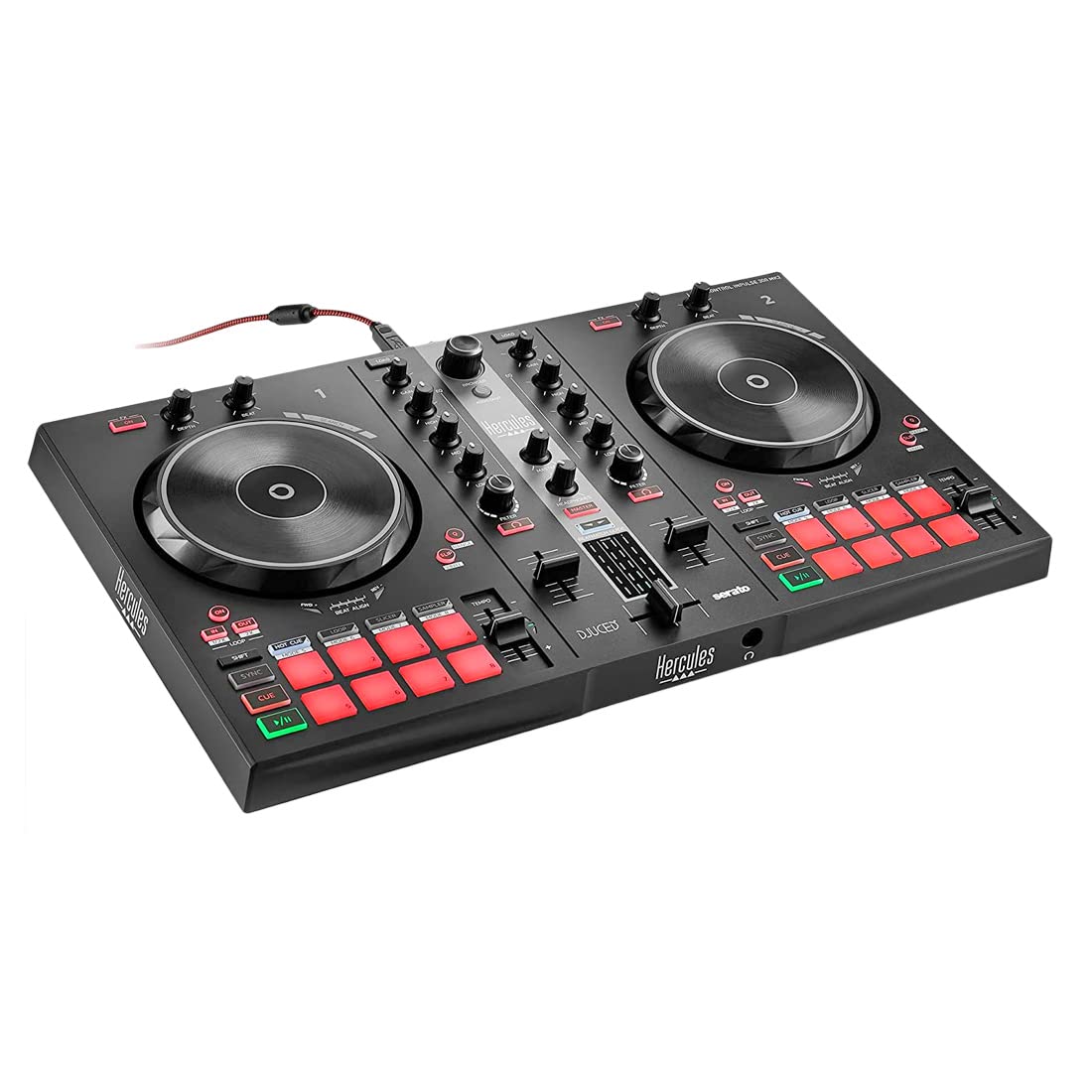 Hercules DJControl Inpulse 300 MK2 2-Deck DJ Controller + keepdrum Laptopständer Schwarz