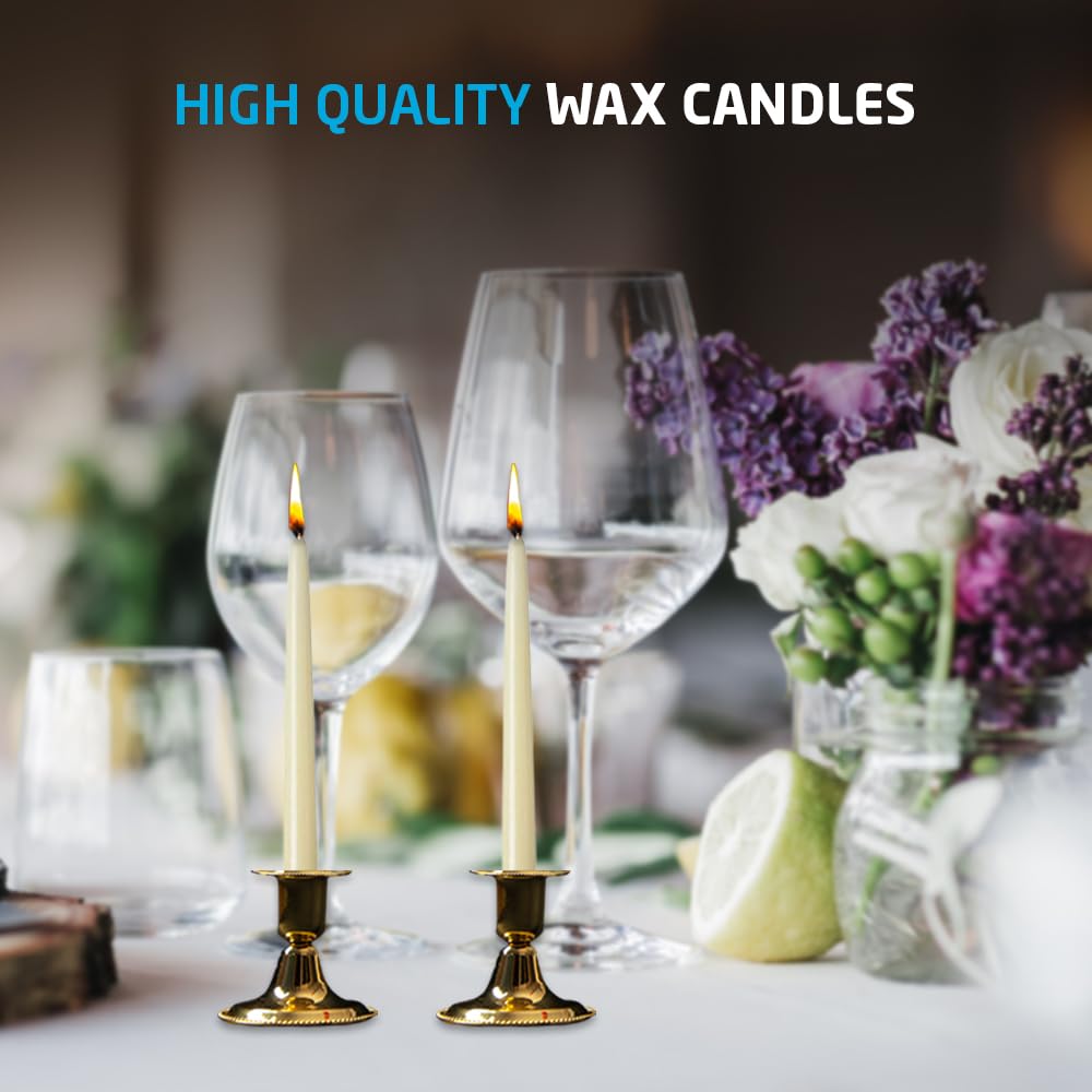 1Above Confezione da 50 candele affusolate | Non profumate – Candele a combustione lenta | Multiuso | Candele senza fumo (avorio)