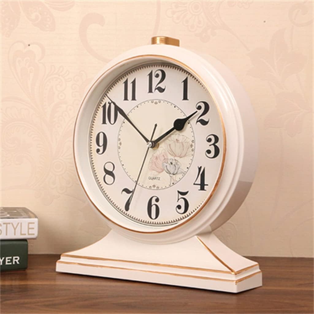 Large Living Room Table Clock Retro Silent Classic Desktop Study Bedroom Office TV Cabinet Decoration 10 inch(Black)