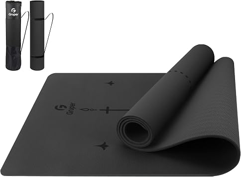 Gruper Yoga Mat Extra Wide, TPE Non Slip Yoga Mat with Alignment Mark