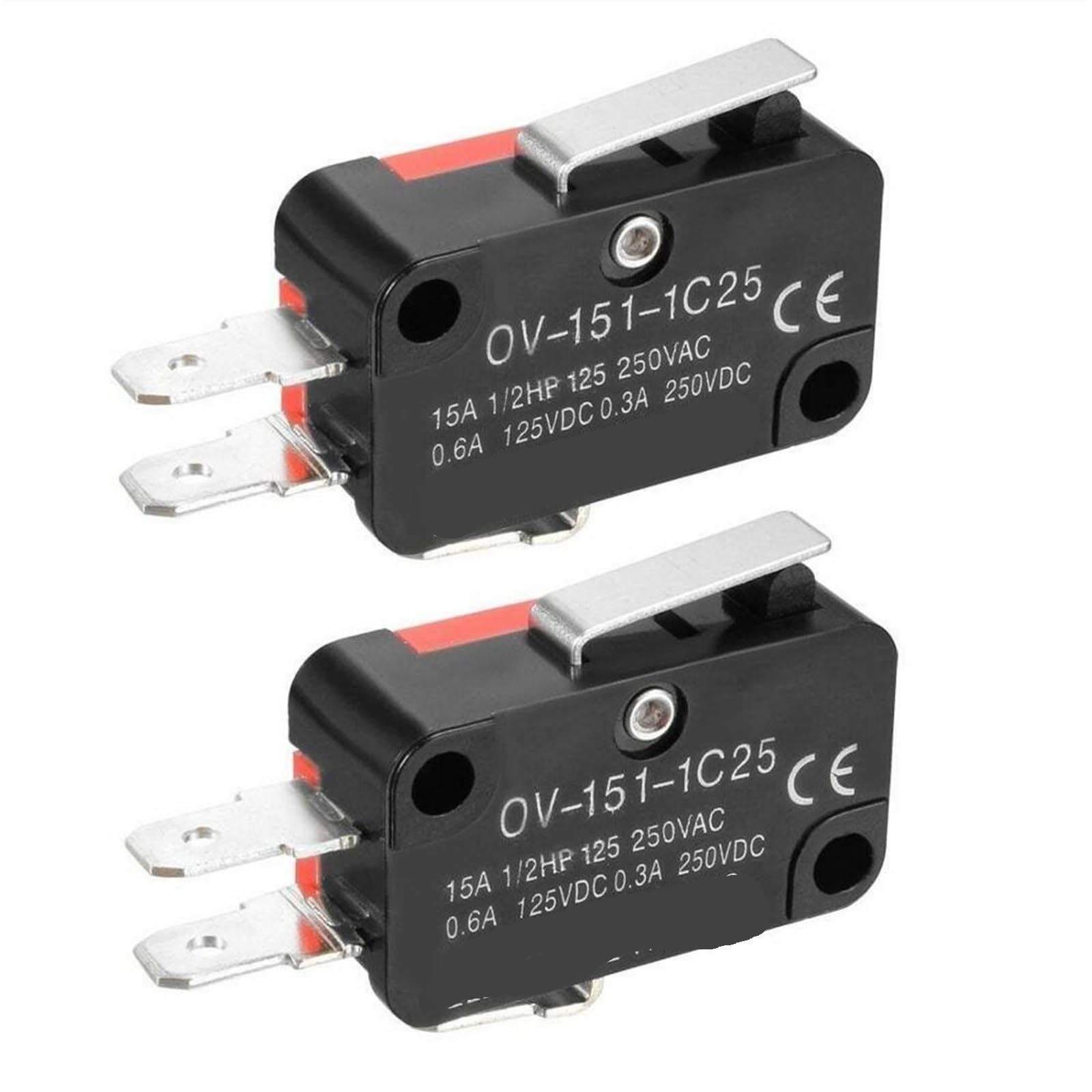 10Pcs V-151-1C25 SPDT 1 NO 1 NC Short Straight Hinge Lever Arm Limit Micro Switch E-Switch