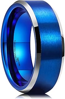 Basic Unisex Silver/Black/Blue/Rose Gold/Gold/Purple Tungsten Carbide Matte Polished Finish Wedding Beveled Edge Engagement Band Ring for Men Women