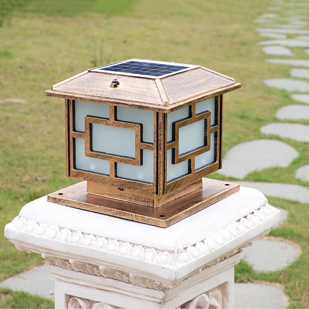 Lampe Solaire D'Extérieur avec Télécommande pour Poteau, Lampadaire De Jardin, Clôture, Terrasse, Boîte Aux Lettres, Cour Ou Porche,Bronze-Small