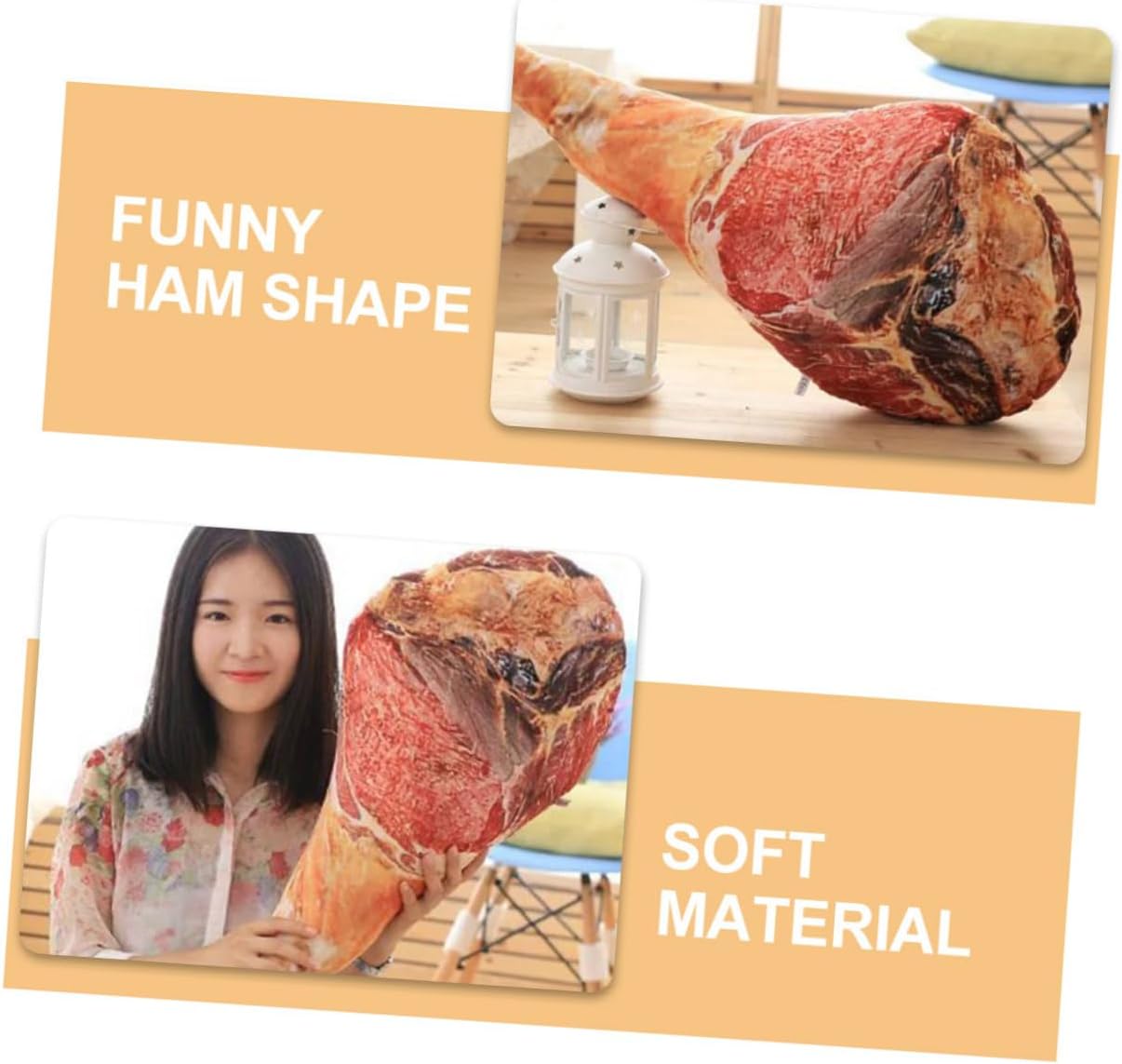 Unomor Stuffed Ham Pillow Funny Ham Design Cushion for Sofa Creative for Home Decor and Relaxation for