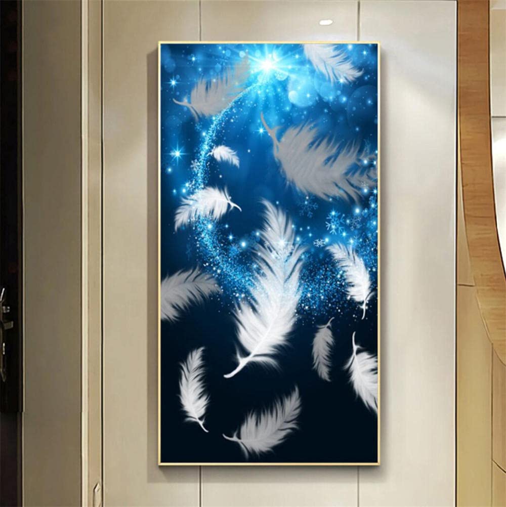 Diamond painting plume 60x120cm pour décorer votre salon avec un tableau en strass