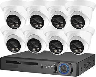 Surveillance Equipment, Security Camera System 8MP 4K POE NVR Kit CCTV Audio Recording Outdoor AI Color Night Vision Video Surveillance IP Camera Set ,Video Surveillance Equipment ( Size : None , Colo