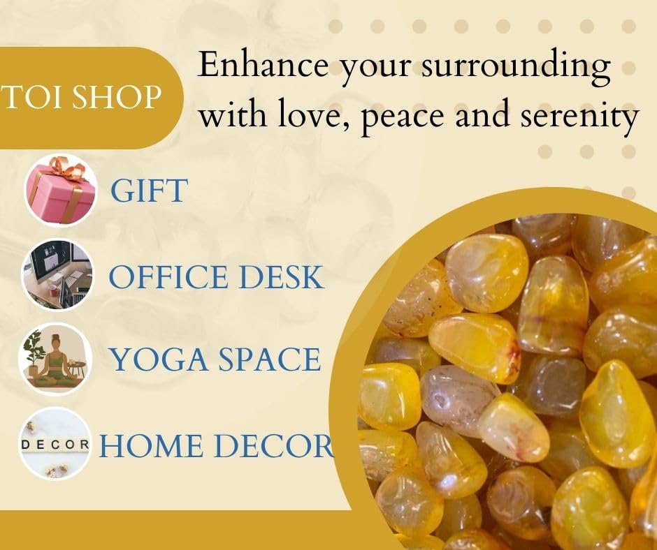 Image of Yellow Agate Tumble /Pebbles Stone. for Reiki, Crystal, Vastu, Fang Shui Aura, Home Decor, Office Decor, Gifting, Good Luck, showpiece etc. (Yellow Onyx, 400 gm)
