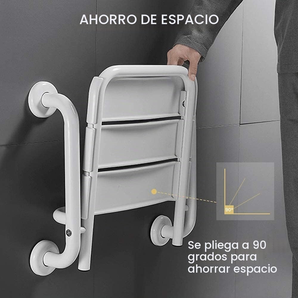 Asiento de Ducha abatible, Taburete de Ducha montado en la Pared para Minusválidos Silla Ducha Mayores Soporta hasta 150 kg para Personas Mayores y discapacitadas
