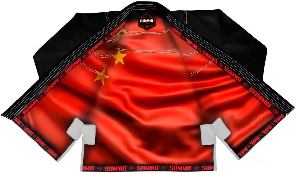 Premium Chinese Black Sublimation Brazilian Pearl Weave Jiu Jitsu Gi - Built in Rash Guard - with Rash Guard Lining (BJJ GI)