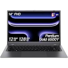 2026 Laptop, Pentium Gold 6500Y ProcessorUp to 3.4GHz,12GB RAM 128GB SSD,14 Inch FHD IPS Display, 5000mAh Battery,Type-C,Portable Laptops Computer for Business Office Home