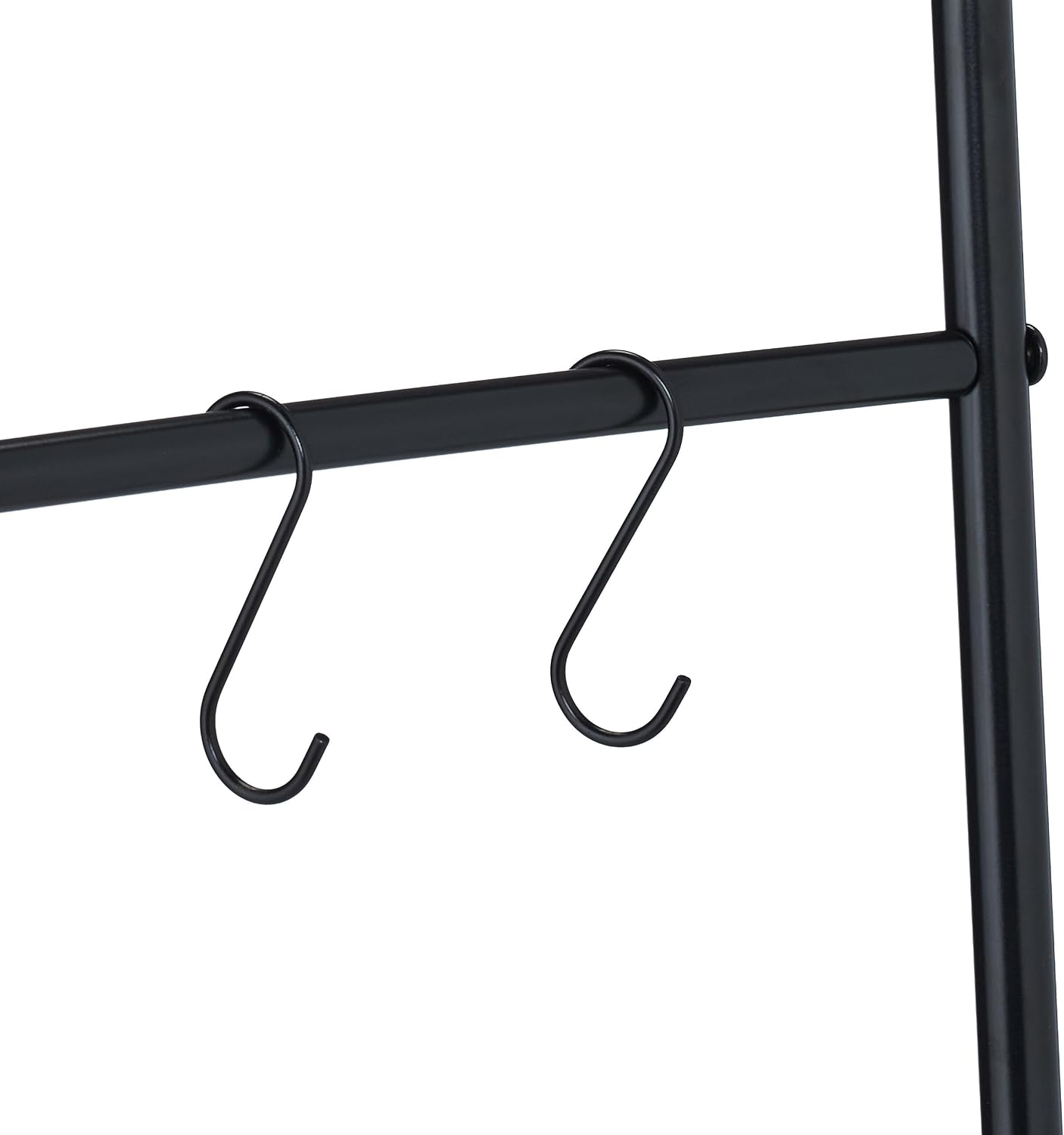 Relaxdays Ladder, 5 Rungs & Hooks, HxW: 178x58 cm, Bathroom Rack, Steel, for Towels, Clothing & Decor, Black, Plastic 10% Iron 80%, 178 x 58 x 1,5 cm