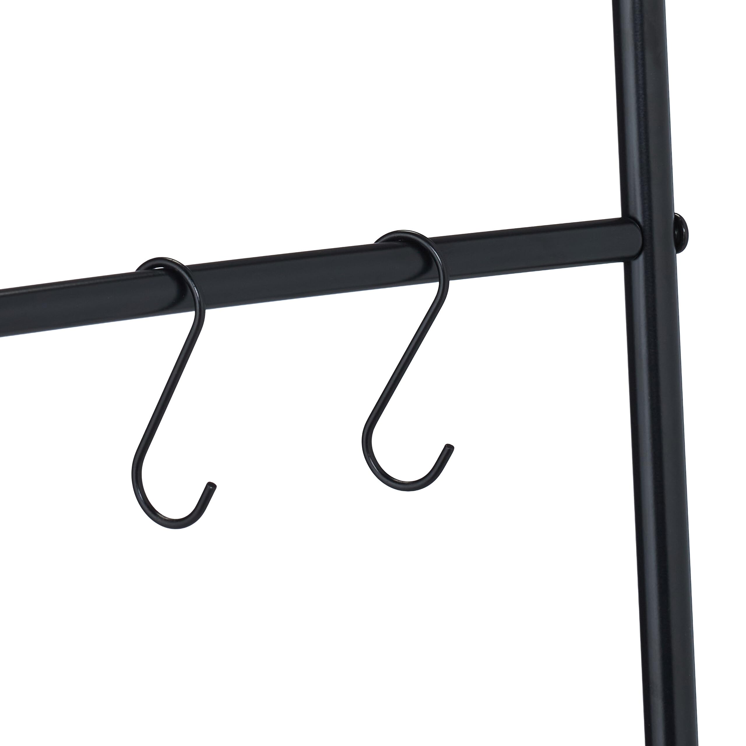 Relaxdays Scala Porta Asciugamani da Bagno, Scaletta a 5 Pioli con Ganci Portasciugamani, Metallo, HxL: 178x58 cm, Nero, Ferro, Acciaio, Plastica