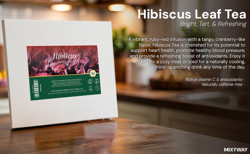 Miniatura 2 de Mixyway Flores secas de hibisco de 1.75 onzas (1.76 oz) - Roselle 100% natural (Hibiscus sabdariffa) - Paquete sellado en caja - Hoja suelta para té