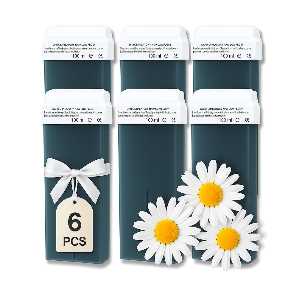 LALILL Azulene Wachspatronen 100ml x 6 - Roll on Wax - Wirksames Enthaarungswachs - Wachspatrone mit natürlichen Zutaten, Depilation, Körper, Gesicht, Beine, Roller, Breit