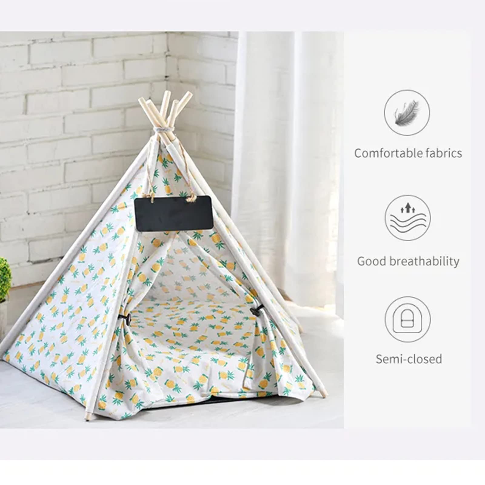 Tente de tipi pour Animal de Compagnie, lit de Tente Portable pour Chiot avec Coussin épais et Doux pour Chien pour Chats d'intérieur, Petits Chiens, nid Robuste pour Chien,Pink Triangle