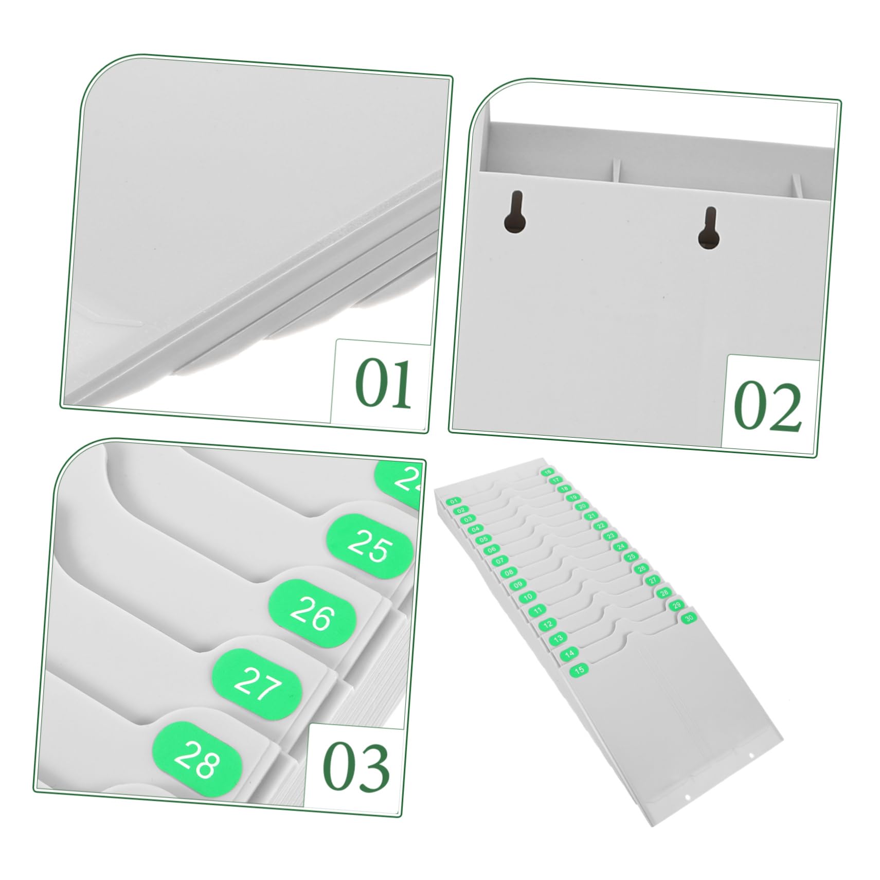 Operitacx Porta Tarjetas de Asistencia 30 Bolsillos de Plástico de Pared Diseño Retráctil y Práctico para Oficinas y Cocinas