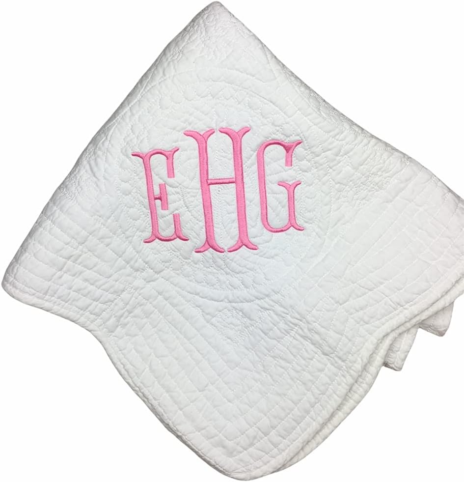 Monogrammed Baby Blanket for Boys or Girls Keepsake Blanket Infants Personalized Crib Bedding Baby Quilts with Monogram.