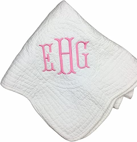 Monogrammed Baby Blanket for Boys or Girls Keepsake Blanket Infants Personalized Crib Bedding Baby Quilts with Monogram.