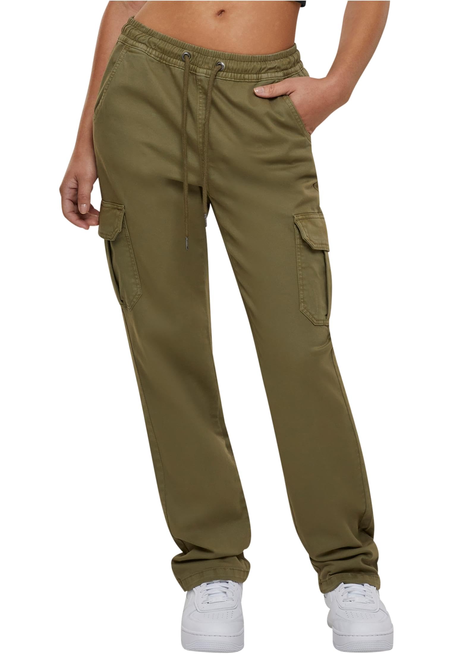 Urban Classics Women's Vert High-Waisted Cargo Trousers Twill