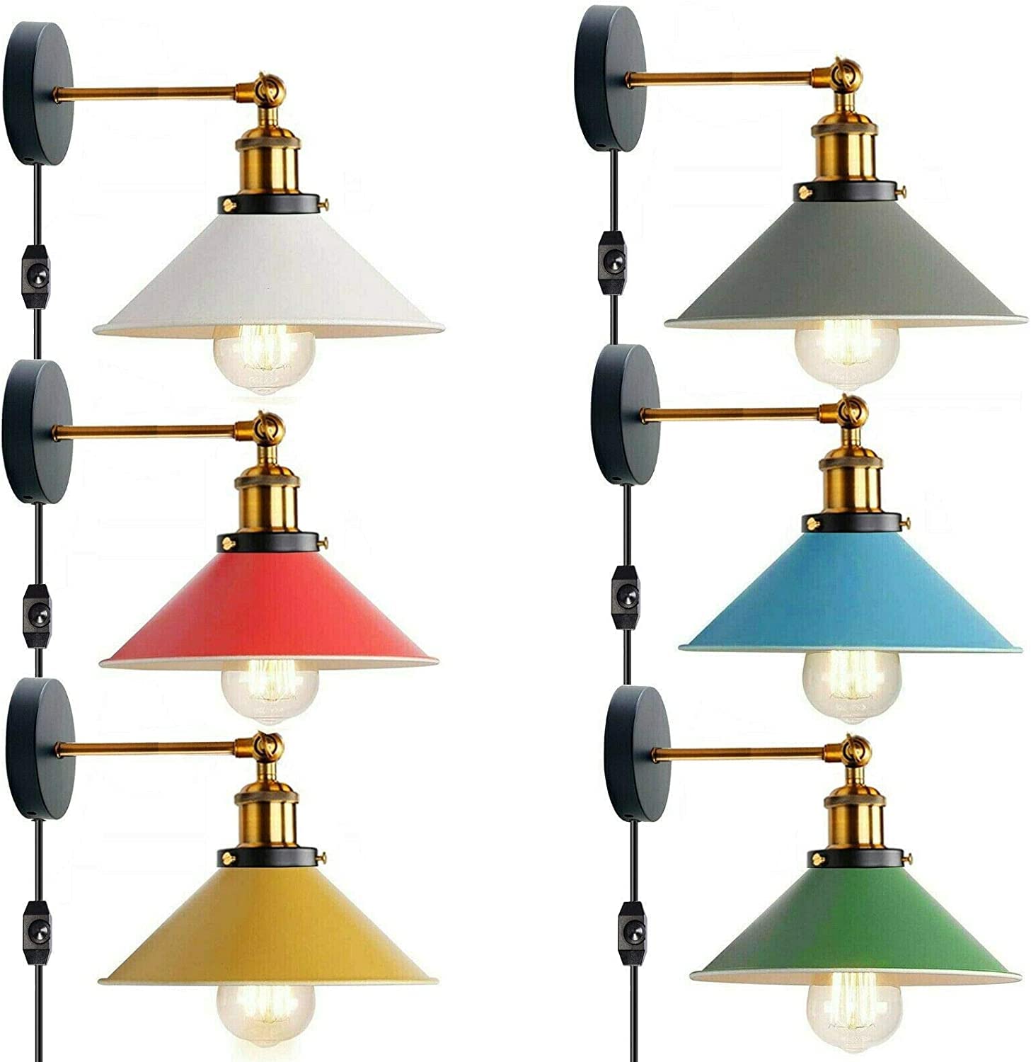LEDSone Retro Plug in Wall Light Lamps with 2m Plug in Cable Cord and Dimmer Switch - Image 4
