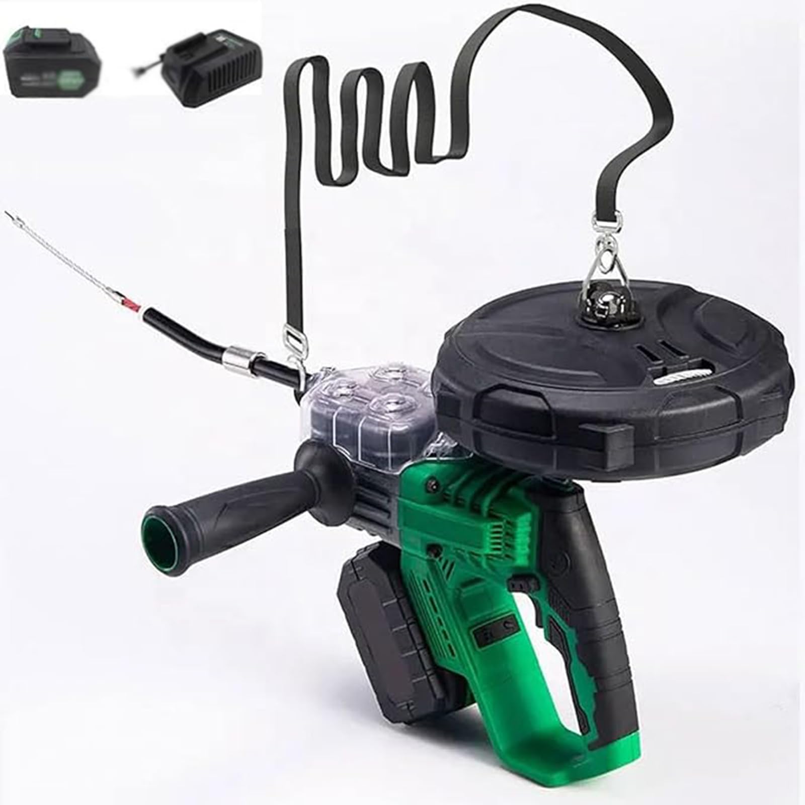 YXYLJOZ Portable Lithium Battery Threading Machine, 40M/min Wire Drawing Tool with Dual Batteries & 20M Lead for Electricians