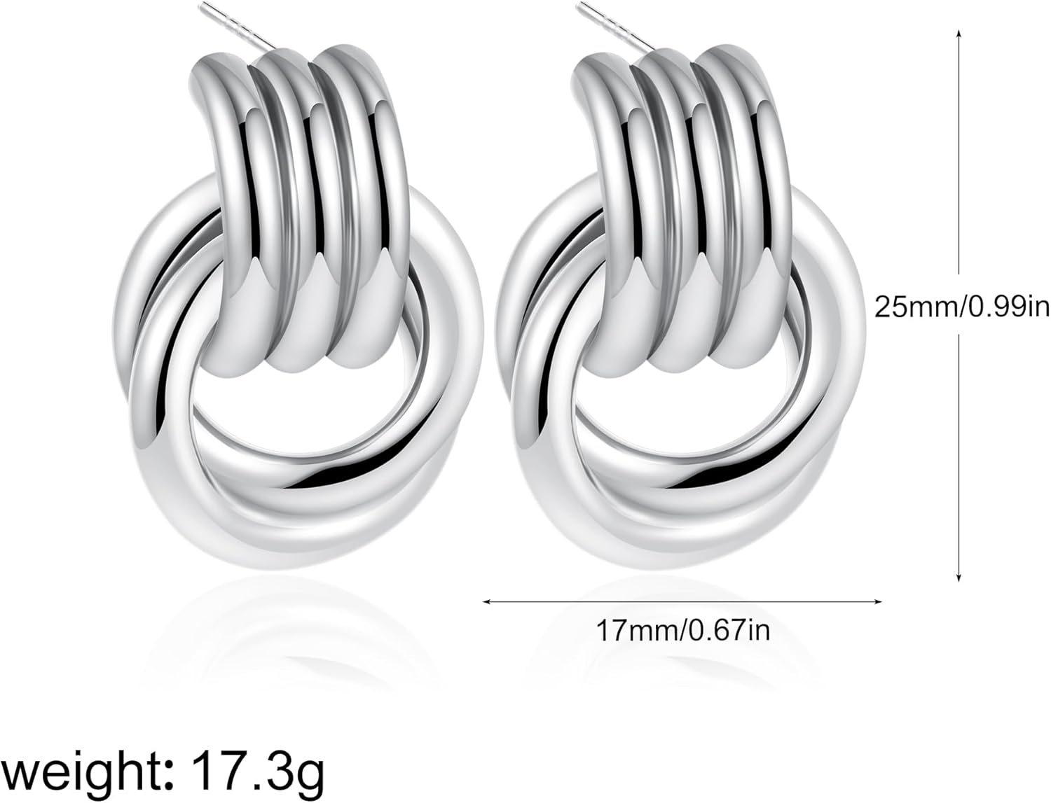 SLOONG Chunky Gold Earrings for Women, 14K Gold/SIlver Plated Geometric Knot Dangle Drop Earrings Hypoallergenic Gold Jewelry for Women - Image 5