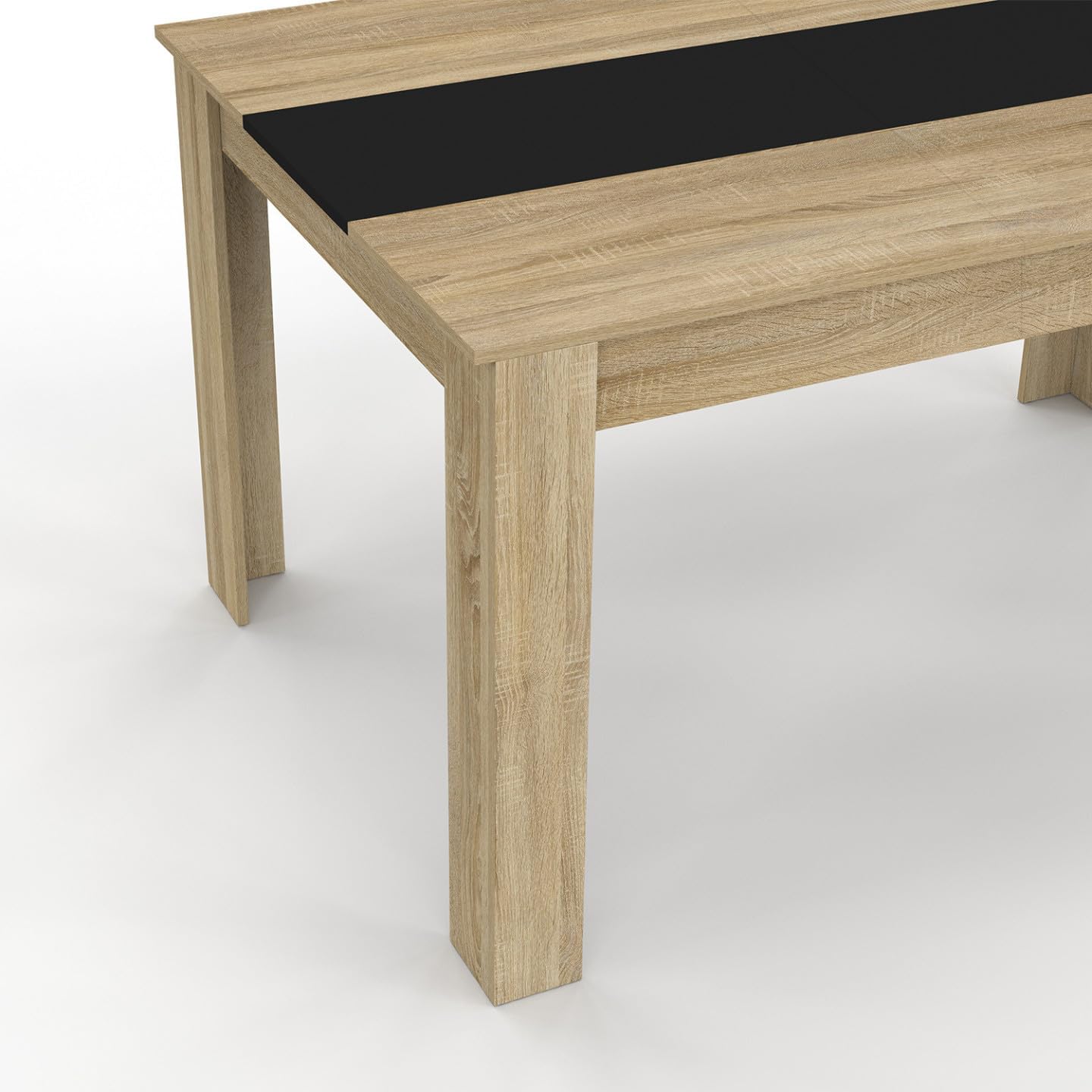 IDMarket - Tavolo da pranzo rettangolare GEORGIA a 6 posti in simil-faggio e nero 140 x 80 cm