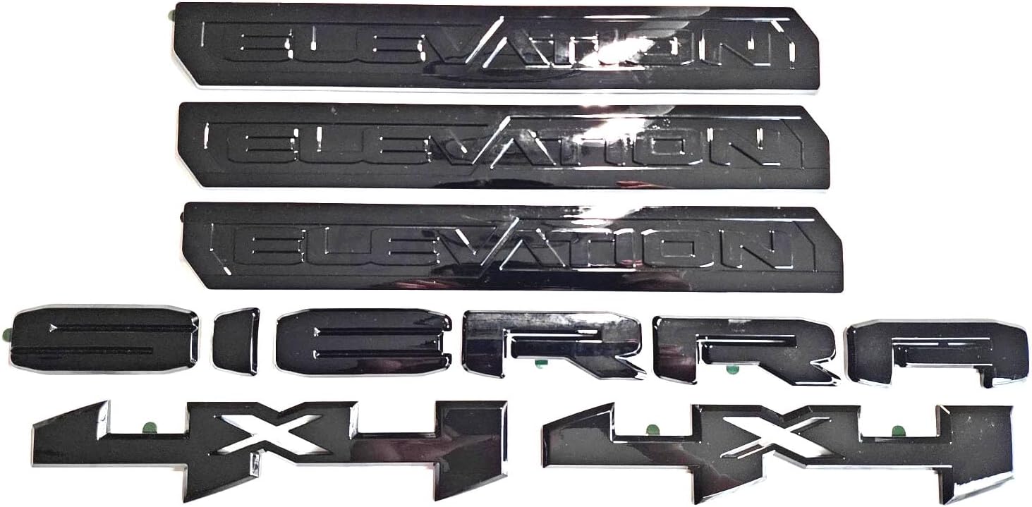 Overlay 6Pcs Door Rear Emblem 3D Bagde 4x4 Nameplate Replacement for Sierra Elevation 2019+ Sierra 1500 (Glossy)