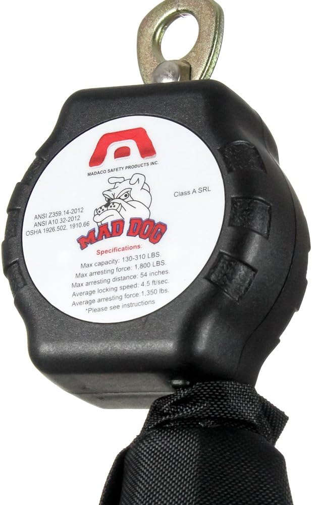 Madaco Mad Dog Roof Construction Fall Protection Heavy Duty Industrial Safety Dual 6' Self Retractable Shock Pack Lanyards SRL-9167C-TWIN60249
