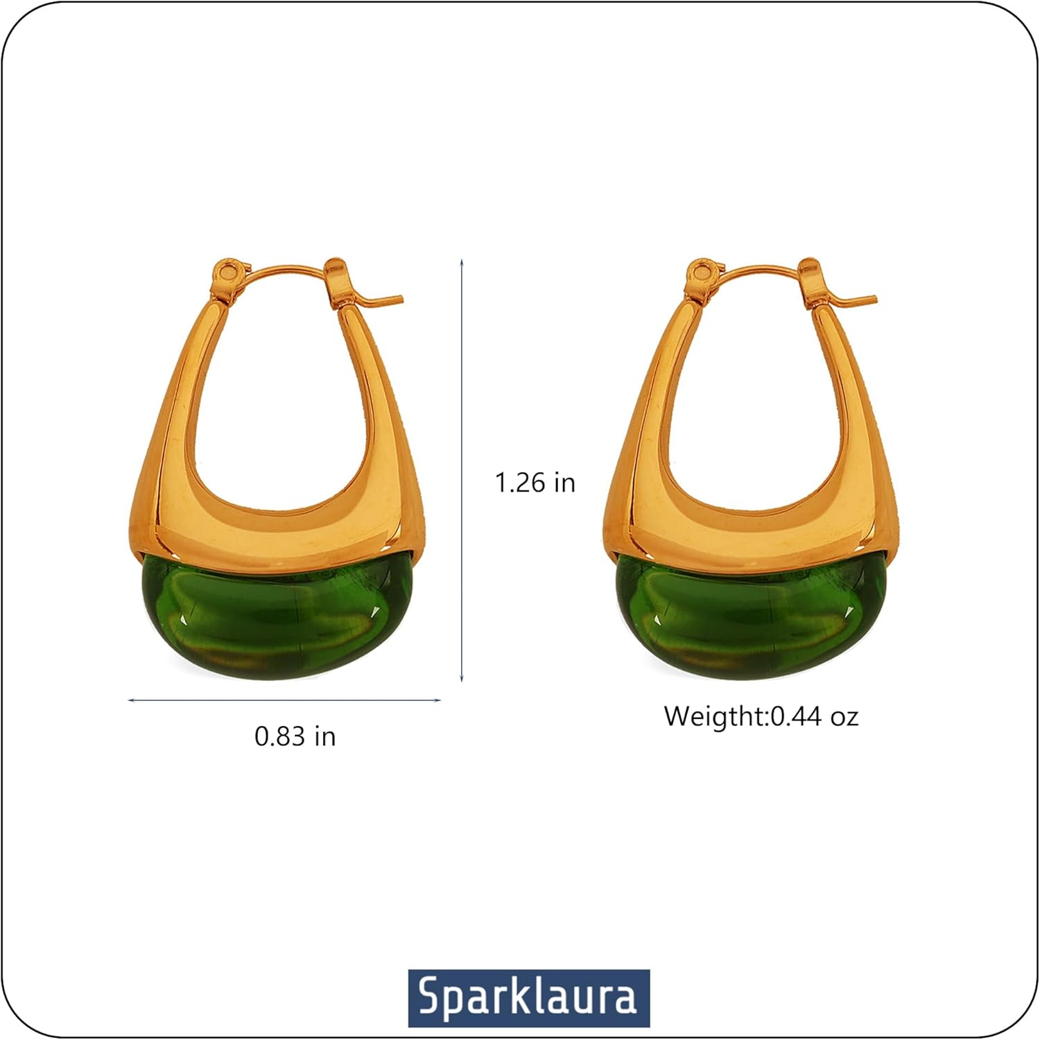 Chunky Gold Boho Hoop Dangle Earrings for Women 18K Gold Plated Hypoallergenic Vintage Stainless Steel Resin Drop Prom Earrings Summer Prom Maximalist Jewelry Gift - Image 3