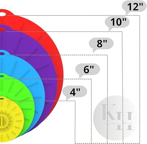 Miniatura 2 de Tapas de silicona para ollas y sartenes, paquete de 5 tapas universales de silicona para alimentos, reutilizables, resistentes al calor, tapas de