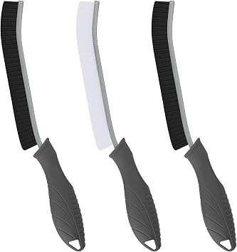 FOOGWEE Hard Bristle Crevice Cleaning Brush - Cleaning Supplies - Grout Cleaning Brushes for Household Use - Crevice Cleaning Tool for Bathroom, Home and Kitchen 3, Grey