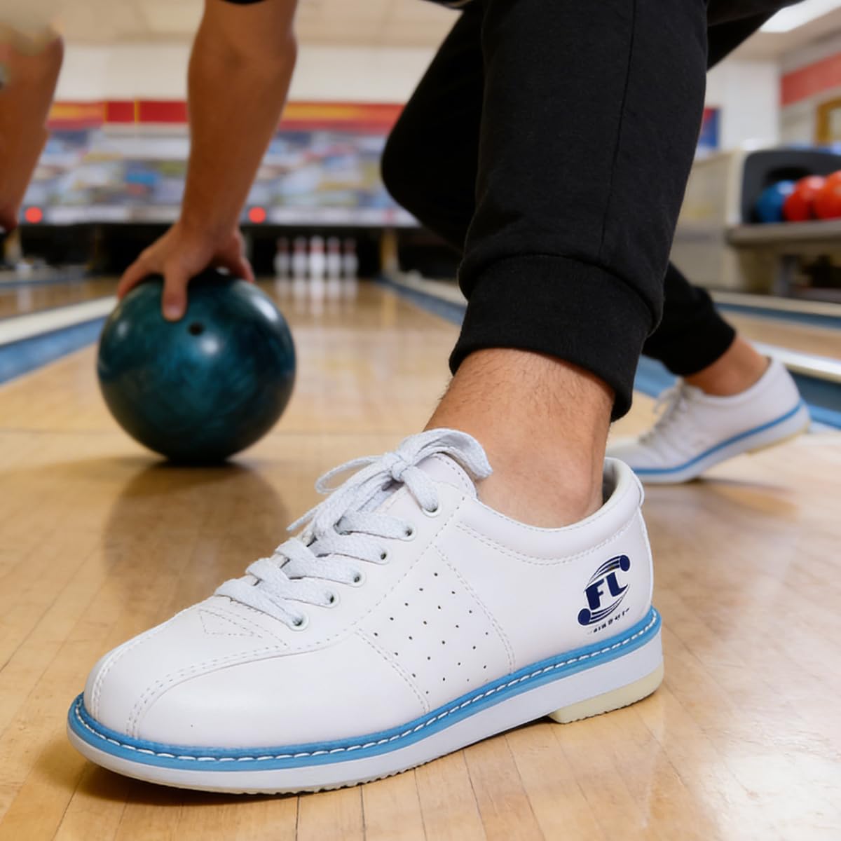 Scarpe da Bowling da Uomo Antiscivolo in Pelle Comode Scarpe da Bowling Traspirante Leggere Moda per Principianti