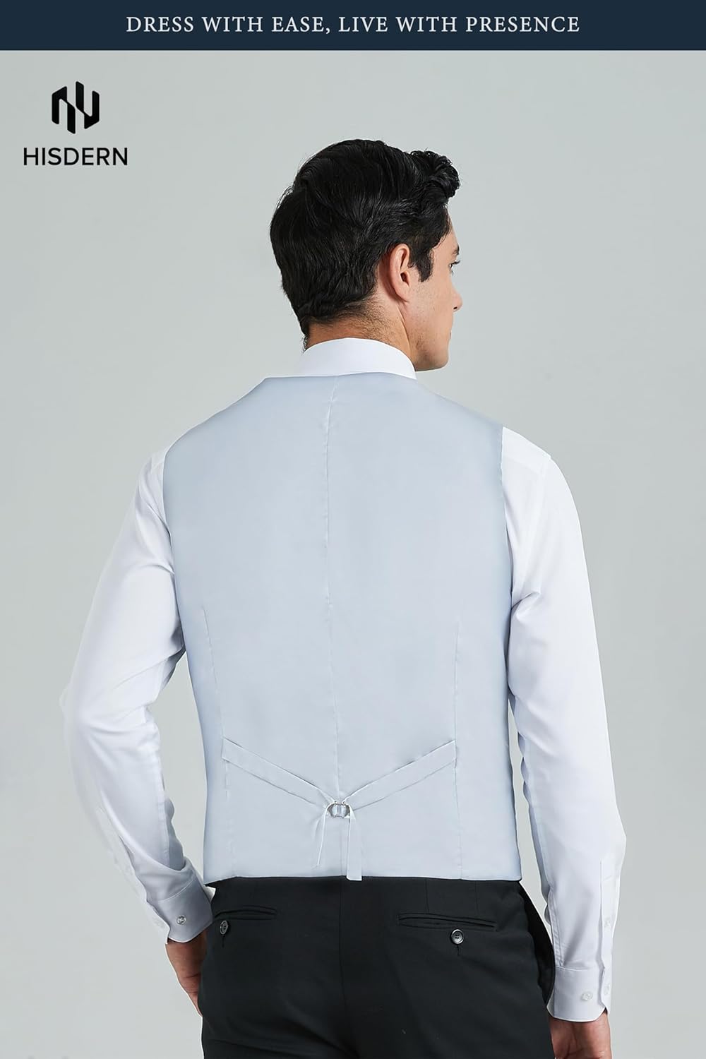 HISDERN Mens Suit Vest Business Casual Dress Waistcoat Vest Solid Color Formal Wedding Vests for Suits or Tuxedo - Image 3