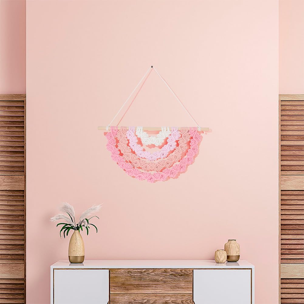 FREEBLOSS Kit de suspension murale en macramé à faire soi-même - Demi mandala - Cœur d'amour - Tapisserie tissée à la main - Décoration murale en macramé pour débutants - Décoration de chambre pour