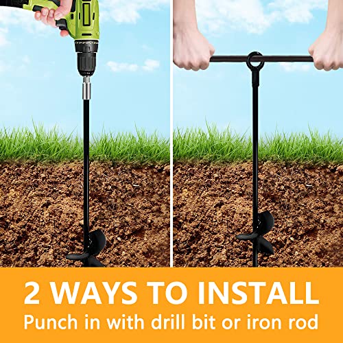 BELLO YON Ground Anchors Tent Stakes Heavy Duty, Trampoline Anchor Kit, Triple Propeller Ground Anchors Hook for Camping Tent, Swing Sets, Car Ports, Sheds, Easy to Use with Drill, 4 Pack 15” - Thumbnail 7