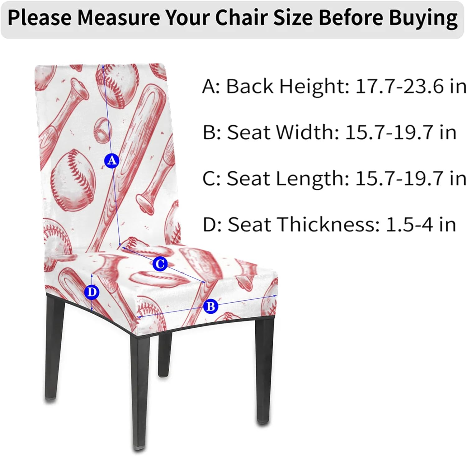 QsirBC Baseball Players Stretch Dining Room Chair Covers Set of 4 Chair Slipcovers Removable Washable Kitchen Seat Covers Chair Protectors for Hotel Party Wedding