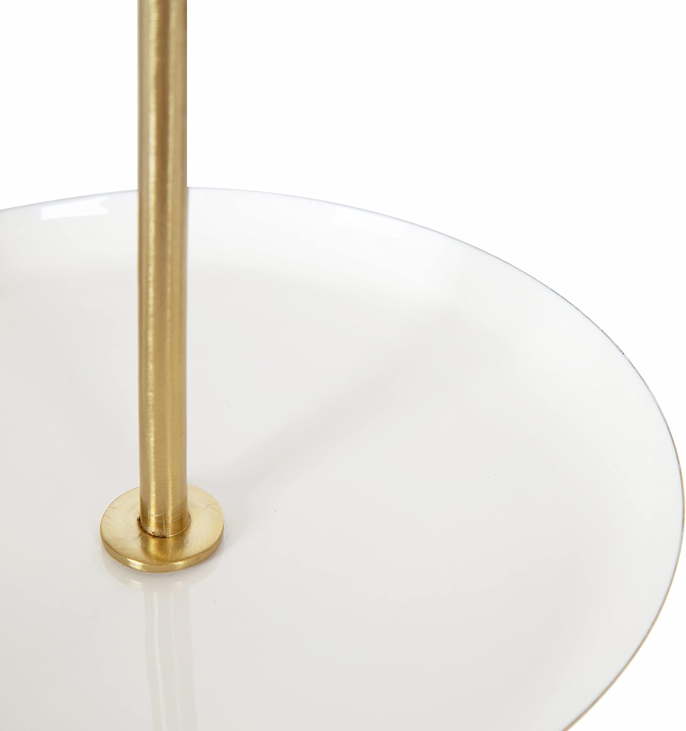 Kate and Laurel Laranya Modern Two Tier Tray; 12 x 12 x 15; White and Gold; Decorative Round Multi Tiered Tray for Display and Storage