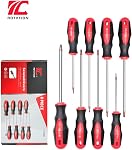 ROTATION 8PCS Jeu de tournevis à bout magnétique, 8 Tournevis Torx Star, T8, T10, T15, T20, T25, T27, T30, T40 Conseil rouge, rouge, brillant, S2 Acier