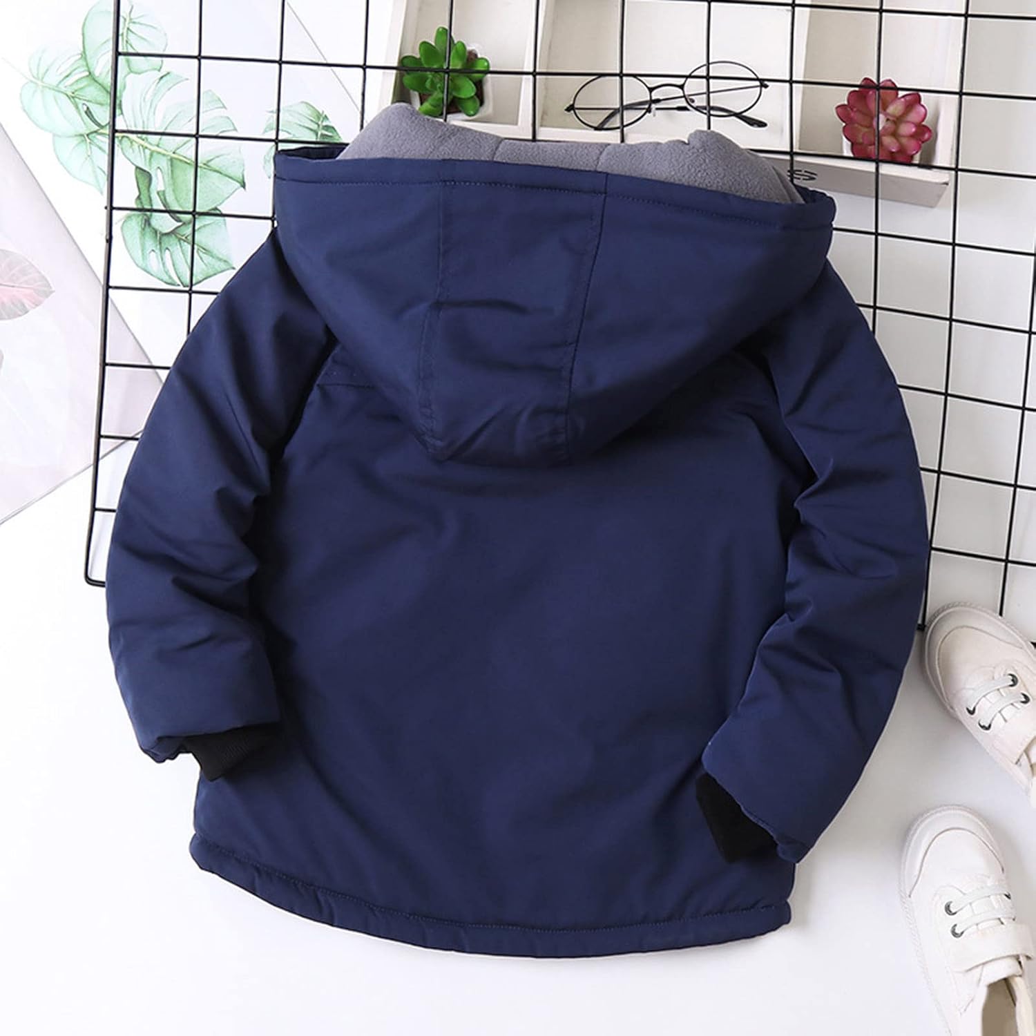 Kids Boys Girls Winter Thicken Coat Hooded Jacket Toddler Windproof Zipper Thick Warm Outwear Girl (Navy, 5-6 Years)