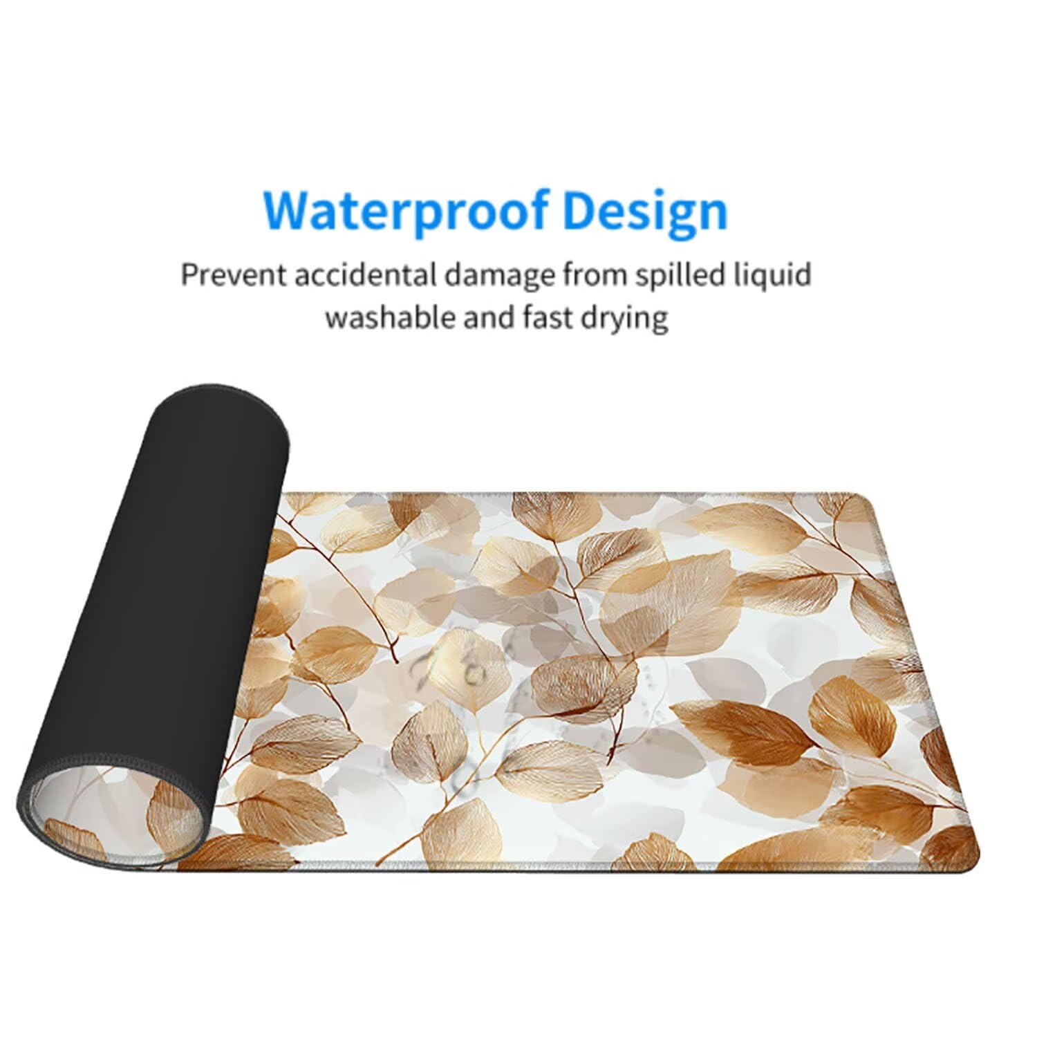 Brązowa podkładka pod mysz pod mysz pod mysz do gier XXL 1200 x 600 x 3 mm podkładka pod mysz gumowa liście duża podkładka pod mysz dla graczy akcesoria wodoodporne PC, do klawiatury laptopa w-11627