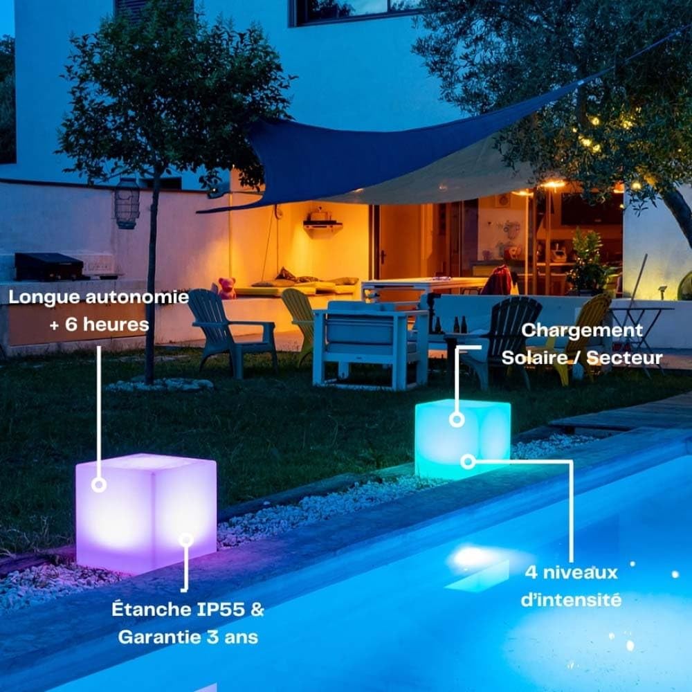 GuirLED LED Solarwürfel & Wasserdicht RGB+W 40 cm 100 % Freistehend & Fernbedienung
