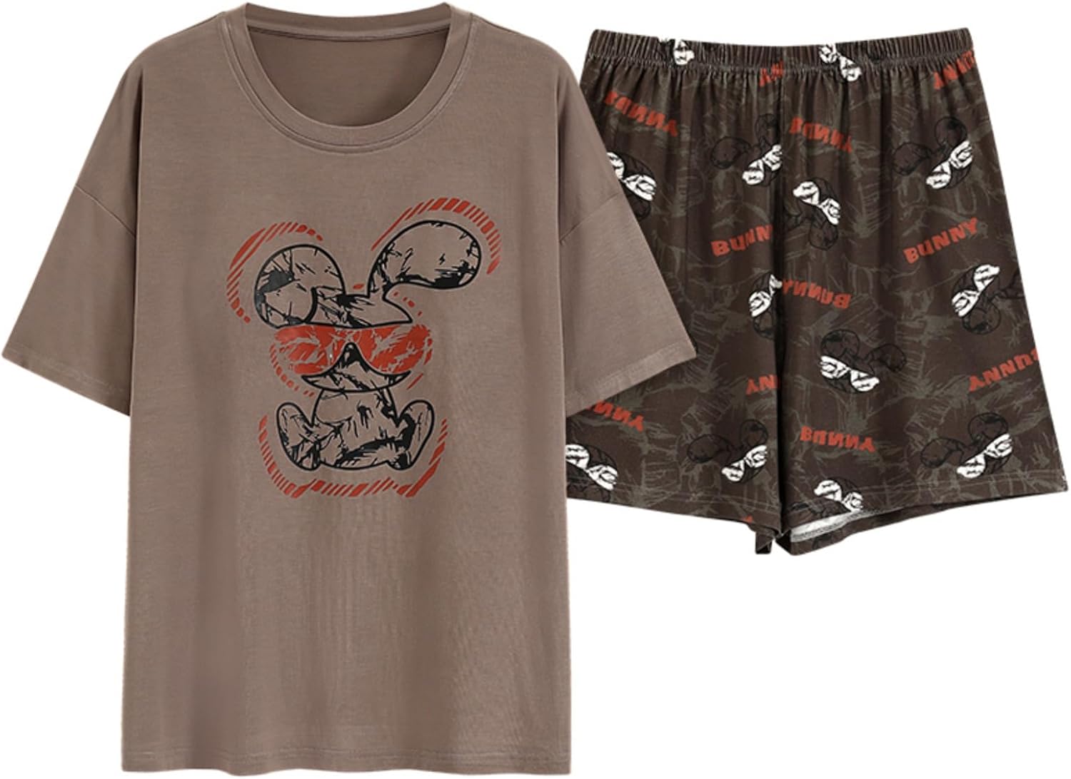 Cute Casual Women Large Girls Kawaii Short Sleeve And Shorts Pajama Set With Chest Pads Home Comfort Fashion Pj Sleep