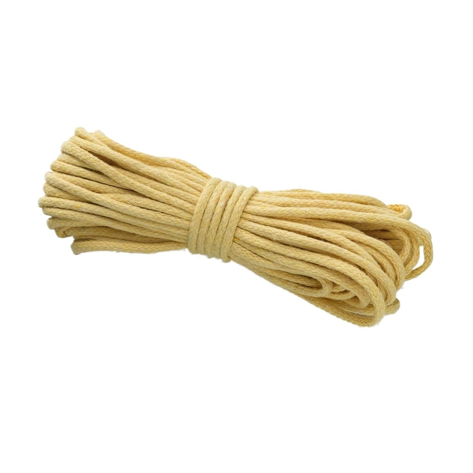 Cotton Macrame Cord 10Meters/roll 3.0mm Braided Cord for Cotton Macrame Rope Crochet Weaving Knitting Small Bundle Packs DIY(Yellow)