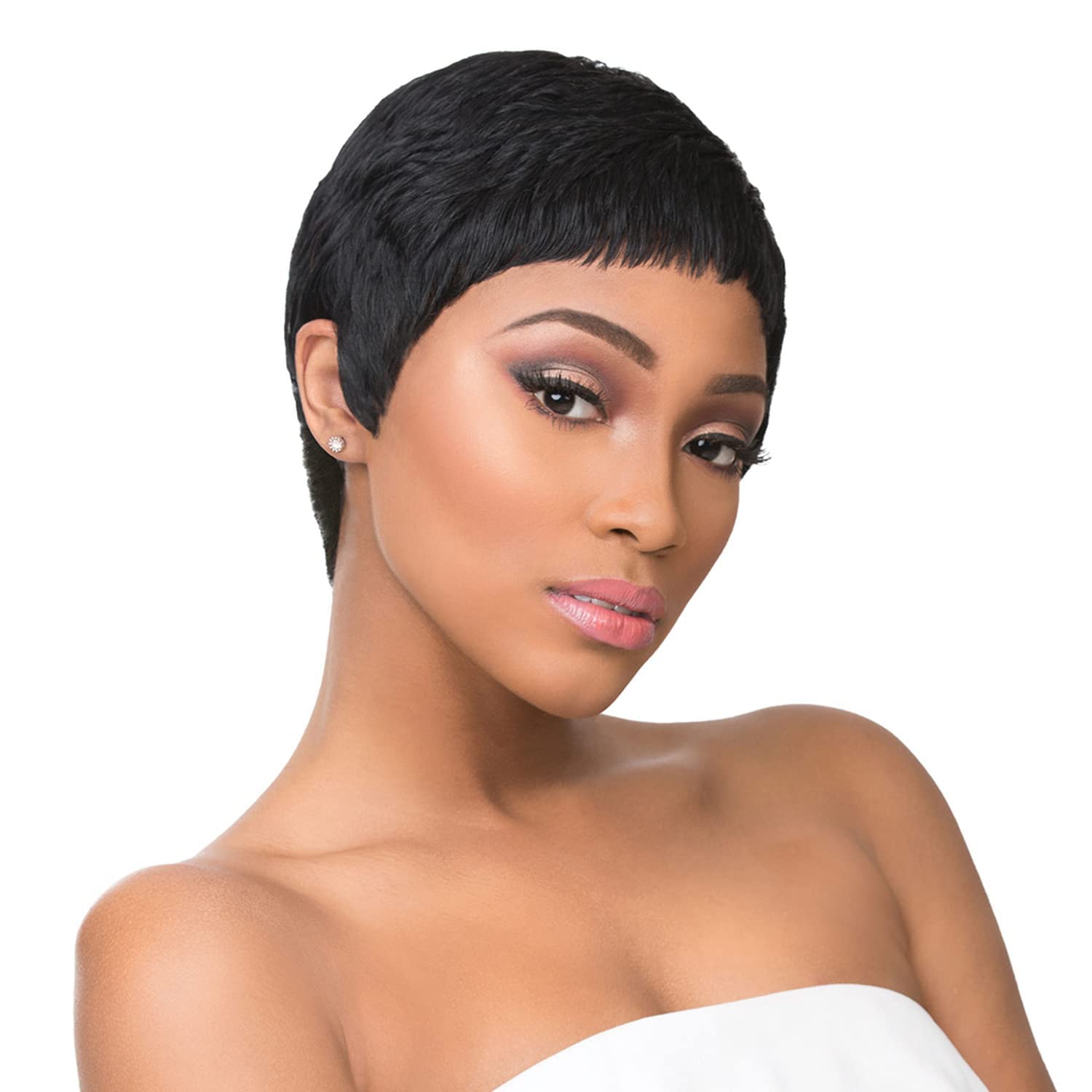 Sensationnel Empire Human Hair Wig - Ria Celebrity Inspired Collections Pre-Styled Salon Cut Hair (1 JETBLACK)