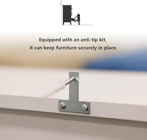 Miniatura 8 de LYNSOM Cómoda para dormitorio, cómoda de 7 cajones con asas de metal, cómoda de madera moderna para sala de estar, entrada y pasillo, color blanco