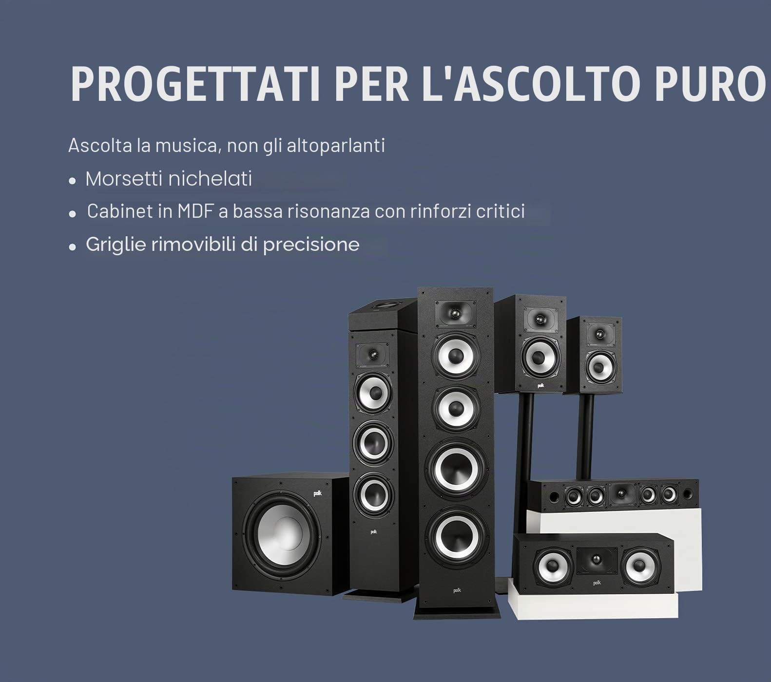 Polk Audio MXT90BK Diffusori Hi-fi per Musica e Home Cinema, Canale Height, Nero