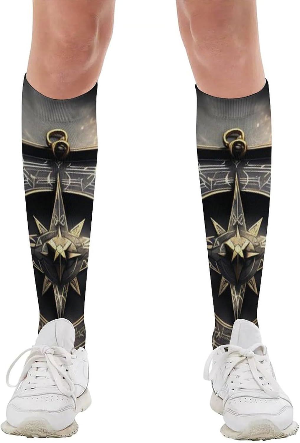 Norse Runes Compass Knee High Soccer Socks Moisture Wicking